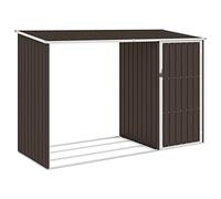 Festnight Abri de Jardin 2 en 1 - Range Buches Extérieur et Étagère en Métal pour Bois de Chauffage - Marron