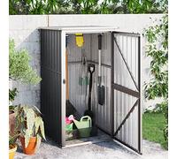 Festnight Abri de Jardin Metal avec Porte Verrouillable pour Outils, Anthracite 88x89x161 cm