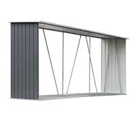 Festnight Abri de Stockage Abri de Chauffage de Bois Acier Galvanisé Gris (330x84x152 cm)