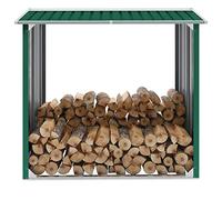 Festnight Abri de Stockage de Bois Abri de Chauffage en Acier galvanisé 172x91x154 cm Vert