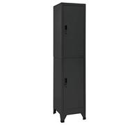 Festnight Armoire À Casier En Métal Avec 2 Compartiments - Armoire De Rangement De Bureau, Casier Vestiaire Métallique 2 Cases - Anthracite 38x45x180 cm Acier