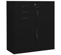 Festnight Armoire de Bureau Verrouillable Métallique, Meuble Rangement Papier Administratif, Avec Portes Battantes et Tiroirs 90x40x102 cm - Noir