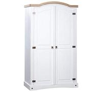 Festnight Armoire de Rangement | Armoire Penderie | Garde-Robe Pin Mexicain Gamme Corona 2 Portes Blanc
