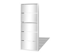 Festnight Armoire Meuble à Chaussures 5 Etages avec Miroir Blanc 63x17x169,5 cm