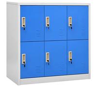 Festnight Armoires de Bureau, Armoires-vestiaires,Armoire Range,Armoire Metallique,Casier VestiaireVérrouillables, avec 4 Compartiments Rangement,Gris Clair et Bleu 90x45x92,5 cm Acier
