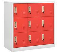 Festnight Armoires de Bureau, Armoires-vestiaires,Armoire Range,Armoire Metallique,Casier VestiaireVérrouillables, avec 4 Compartiments Rangement,Gris Clair et Rouge 90x45x92,5 cm Acier