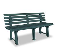 Festnight Banc de Jardin Plastique 145,5 x 49 x 74 cm Blanc/Vert/Anthracite
