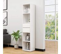 Festnight Bibliothèque - Étagère de Rangement - Étagère pour Livres,bibliothèque Meuble de Rangement avec tiroir,Bibliothèque avec 4 étagères et 2 tiroirs-Blanc 36x30x171 cm