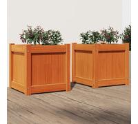 Festnight Bois Jardinière Extérieur Carré Potager Surélevé pour Cultiver Fleurs Herbes Plantes - Bac à Fleur en Pin Brun - 40x40x40 cm - 2 pcs