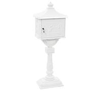 Festnight Boîte aux Lettres sur Pied en Aluminium Style Vintage Boîte aux Lettres Antique Blanc 43 x 30 x 117 cm (L x I x H)