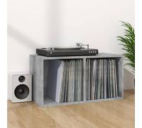 Festnight Boîte de Rangement de Vinyles Boîte de Stockage pour Bureau ou Chambre d'étude Table de Chevet Gris Cement Aggloméré