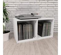 Festnight Boîte de Rangement de Vinyles Boîte de Stockage pour Bureau ou Chambre d'étude Table de Chevet Blanc 71x34x36 cm Aggloméré