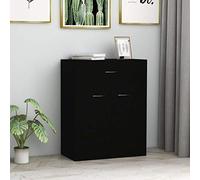 Festnight Buffet Armoire à Tiroirs Armoire Latérale Noir 60 x 30 x 75 cm Aggloméré