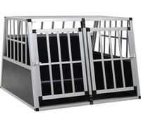 Festnight Cage de transport pour chiens, aluminium avec double porte, 94 x 88 x 69 cm, argenté