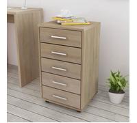 Festnight Caisson à tiroir de bureau Caissons de rangement avec roulettes et 5 tiroirs 33 x 38 x 63 cm