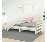 Festnight Canapé Convertible 2 Personnes, Lit Coulissant, de Jour, d'Invité, de Repos, Double en Bois, Gigogne 2 Places, Banquette Blanc - 2x (90 x 190) cm