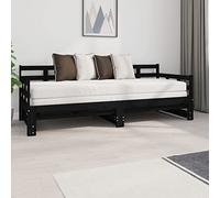 Festnight canape Convertible,lit Coulissant 2 Personnes, Lit d’Invité,Lit de Jour, Lit Double en Bois,lit Banquette,Banquette Convertible-Noir-2x (80 x 200) cm