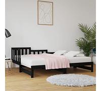 Festnight canape Convertibles,lit Coulissant 2 Personnes,canapé-lit Convertible,Lit Double en Bois,lit Banquette,Banquette Convertible,Lit de Jour,Bois de pin massif-Noir-90 x 200 cm