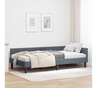 Festnight Canapé-lit 2 Places Lit Banquette Cadre de Lits 100x200 avec Sommier à Lattes Sofa-lit Moderne en Tissu pour Salon, Bureau, Appartement-Gris foncé-100 x 200 cm