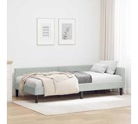 Festnight Canapé-lit 2 Places Lit Banquette Cadre de Lits 90x190 avec Sommier à Lattes Sofa-lit Moderne en Tissu pour Salon, Bureau, Appartement-Gris clair-90 x 190 cm