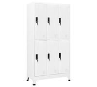 Festnight Casier vestiaire, Armoire Metallique 6 Compartiments Revêtement en Poudre, casier vestiaire Metallique,Armoire Vestiaire Metallique, armoires de Bureau,-Blanc-90x45x180 cm Acier