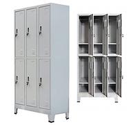 Festnight Casier Vestiaire Métallique 6 Compartiments - Armoire de Bureau Avec Revêtement en Poudre - Gris - 90x45x180 cm Acier