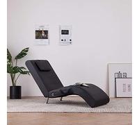 Festnight Chaise Longue avec Oreiller Fauteuil Relax Noir Similicuir
