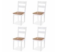 Festnight Chaises de salle à manger 2/4 pièces modernes avec dossier en bois de Hevea blanc (4 pcs)