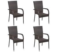 Festnight Chaises Empilables d'extérieur Chaises de Jardin 4 pcs Résine tressée Marron