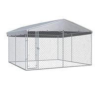 Festnight Chenil Polyvalent Chenil Extérieur avec Toit pour Chiens 3,8x3,8x2,4 m