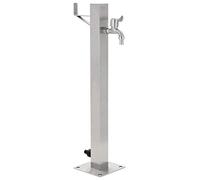 Festnight Colonne d'eau en Acier Inoxydable avec Robinet pour extérieur de Jardin argenté 5 x 5 x 65 cm
