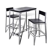 Festnight Ensemble de Bar avec 1 Table et 2 Chaises pour Cuisine, Pub ou Solarium Noir