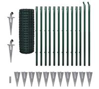 Festnight Ensemble de clôture Grillage de Pelouse Vert Grillage Cloture Jardin en Acier avec Accessoires 1,2 m x 25 m