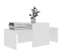 Festnight Ensemble de Tables Basses de Salon Table d'appoint Table Gigogne Blanc Brillant 100x48x40 cm Aggloméré
