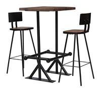 Festnight Ensemble Table de Bar + 2 Chaises en Bois recylé Massif Table Cuisine + 2 tabourets de Bar Industrielle Vintage