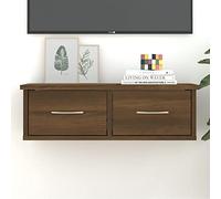 Festnight Etagere Murale tiroir,Tablette Murale,Étagère Murale à 2 tiroirs, Étagères suspendues, Tablettes flottantes,pour Chambre, Salon, Cuisine, Couloir-60x26x18,5 cm-Chêne Marron