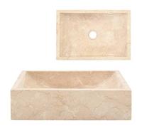 Festnight Évier Lavabo pour Salle de Bain Vasque à Poser 45 x 30 x 12 cm Marbre Crème
