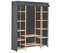 Festnight Garde-Robe Penderie Dressing en Tissu Gris 135 x 40 x 170 cm