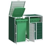 Festnight Habillage de Poubelle en Acier pour 2 poubelles Cache Poubelle Exterieur Rangement de poubelles de Jardin Hangar à poubelles-Vert-2 poubelles