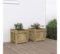 Festnight Jardinière Bois Extérieur jardinieres Exterieur Bac a Fleur Bois Carré Potager en Bois Bac Potager Surélevé Potager pour Cultiver Fleurs Herbes Plantes-Naturel impregné-31x31x31 cm-2 pcs