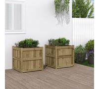 Festnight Jardinière Bois Extérieur Jardinieres Exterieur Bac a Fleur Bois Jardinière en Bois pour Pots de Fleurs Jardin terrasse-Naturel impregné-60 x 60 x 60 cm /2 pcs