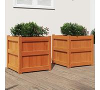 Festnight Jardinière en Bois Bac Potager Carré Pin Brun 50x50x50 cm - 2 Pièces