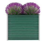 Festnight jardinière Metal,carré Potager surélevé,Jardinière d'Extérieur en Métal,jardinière rectangulaire Haute,jardinière Metal Vert,Lit de Jardin Surélevé-Vert-100 x 40 x 77 cm
