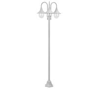 Festnight Lampadaire de Jardin Lampadaire extérieur E27 220 cm Aluminium 3 lanternes Blanc