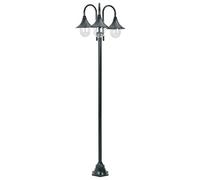 Festnight Lampadaire de Jardin Lampadaire extérieur E27 220cm Aluminium 3 lanternes Vert foncé