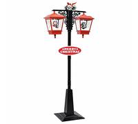 Festnight lampadaire de Noel,lampadaire de noël Double,Lanterne Noel,lampadaire Noel,décoration de noël extérieur avec Père Noël Noir et Rouge 81x40x188cm PVC