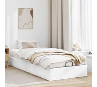Festnight Lit 100 x 200 avec sommier et Rangement Lit Coffre 140x200 avec Rangement Lits pour Adulte avec Rangement sous Le lit Ottoman Gas Lift Cadre de lit-Blanc-100 x 200 cm