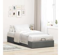 Festnight Lit 90 x 200 avec sommier et Rangement Lit Coffre 140x200 avec Rangement Lit Double avec à Lattes Lit 2 Personnes Lit Rembourré Cadre de lit Ottoman-Gris foncé-90 x 200 cm
