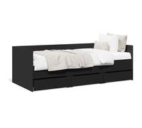 Festnight Lit de Jour avec tiroirs Lit de Jour Canapé-lit avec Rangement Canapé Convertible avec tiroirs Bois d'ingénierie-Noir-75 x 190 cm
