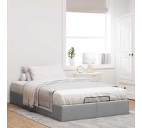 Festnight Lit Double 120 x 190 avec Sommier et Rangement Ottoman - Coffre avec à Lattes, Rembourré, Gris Clair